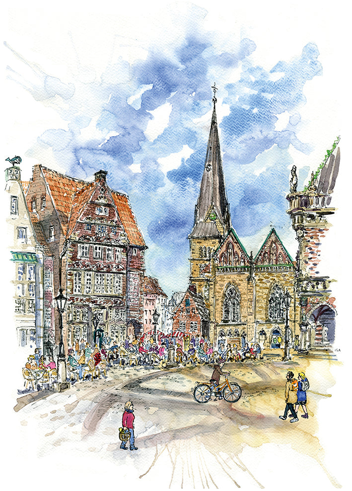 Postkarte Marktplatz und Kirche Unser Lieben Frauen