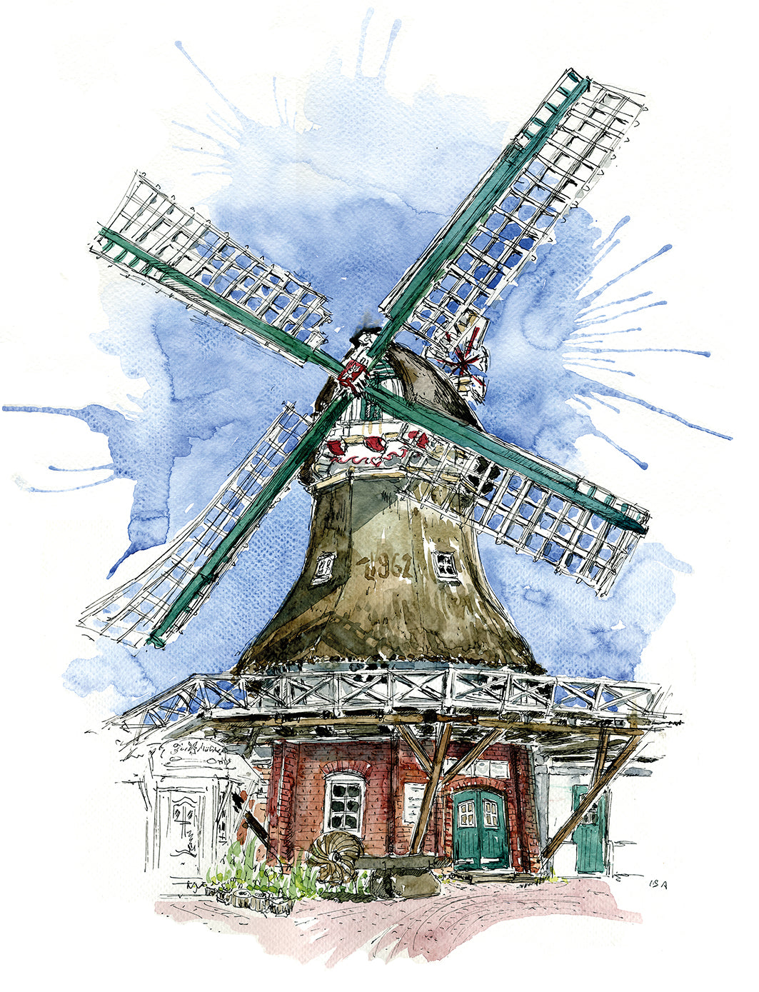 Postkarte Windmühle Selden Rust Norderney